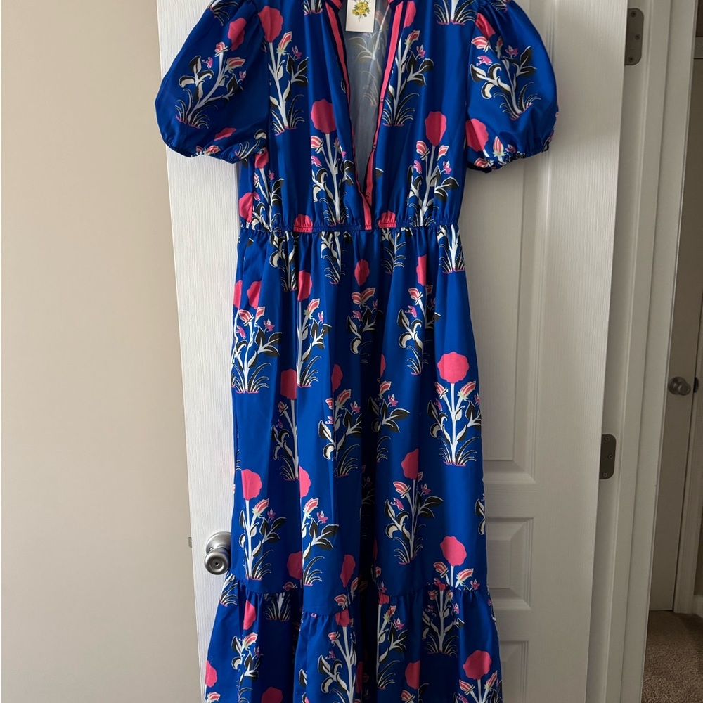 Floral Blue Midi Dress